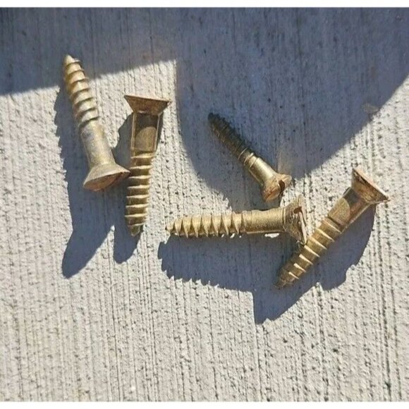 Vintage Brass Door Hardware Lot Antique Knobs Lock Chamber Cover Hinges Screws - Picture 11 of 16